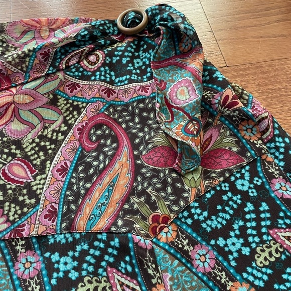 Vintage Paisley Side Buckle Skirt 14 Fairy Gauzy Boho Y2K Whimsical Dainty Artsy - Picture 2 of 8